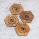 Brown Wooden Coasters Engraved with Compass - Pack of 4